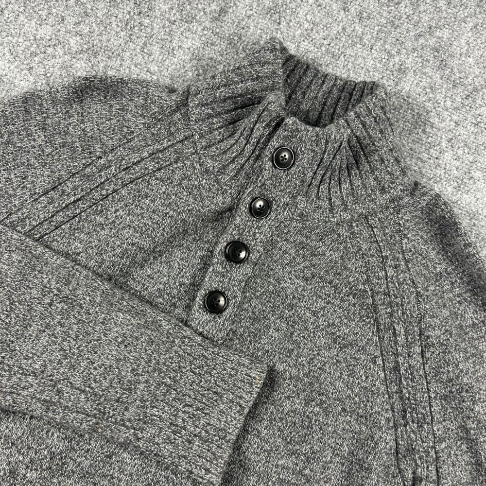 Banana Republic Sweater Mens Medium Grey Recycled Wool Blend Mock Neck Button